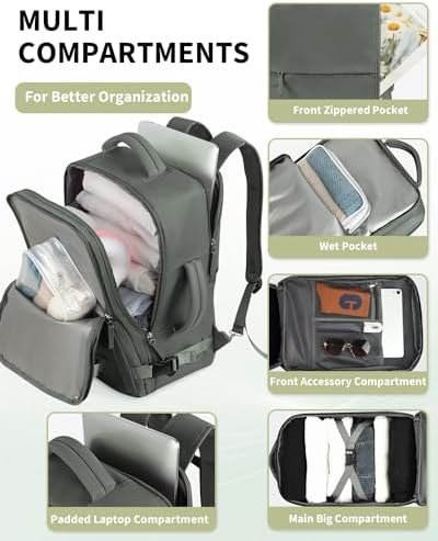 INC Travel Backpack For Women Men, 35L Carry On Backpack Flight Approved, Waterp... - Image 5