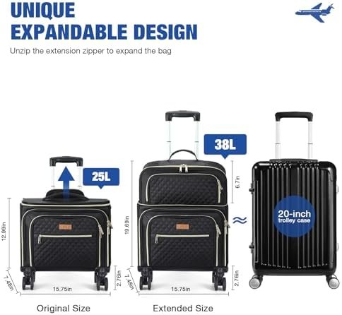 Softside Expandable Carry on Luggage with 4 Removable Spinner Wheels Black - Image 3