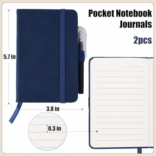 Koogel 2PCS Pocket Notebook Journals, Blue Mini Notebooks with Pen 3.8 x 5.7 Inc... - Image 6
