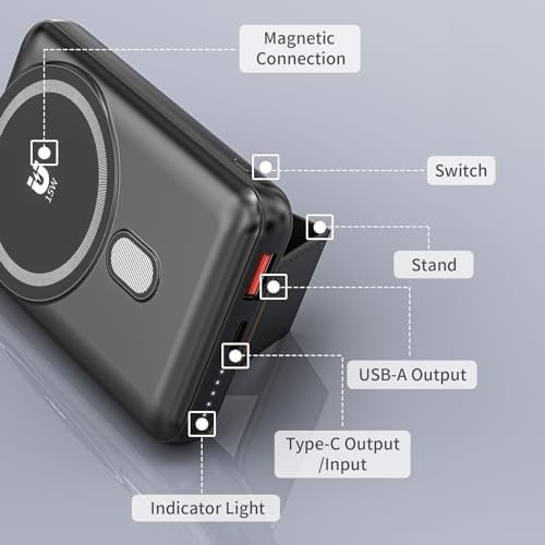 Magnetic Power Bank 10000mAh, Wireless Portable Charger with Stand, 15W Fast Cha... - Image 7