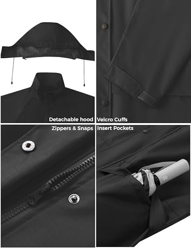 Ubon Women's Rain Coat Waterproof with Hood Long Raincoat Packable Rain Jacket C... - Image 6