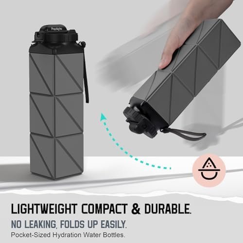 Collapsible Water Bottles,BPA-Free Silicone Foldable Water Bottle with Straw Str... - Image 6