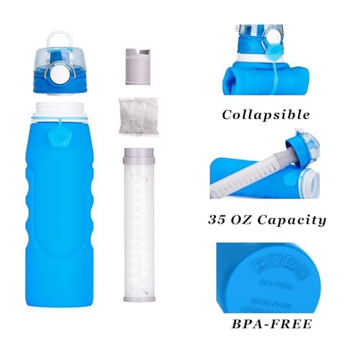 Ultra-Filtration Filtered Water Bottle,Portable Water Filter with 1l,Foldable Wa... - Image 5