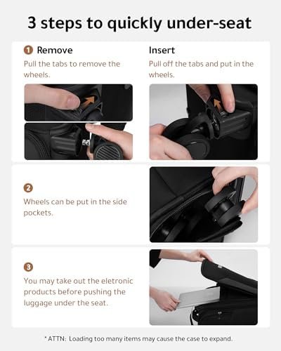 LUGGEX Underseat Carry On Luggage with Removable Wheels - Soft Sided Small Carry... - Image 8