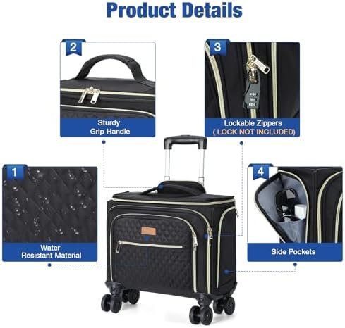 Softside Expandable Carry on Luggage with 4 Removable Spinner Wheels Black - Image 4