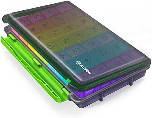 AUVON iMedassist Moisture-Proof Weekly Pill Organizer 4 Times a Day, Large 7 Day... - Image 2