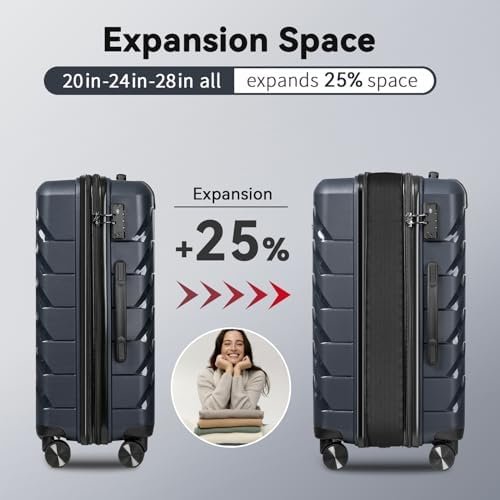 FOCHIER F Expandable Luggage Sets 3 Piece With TSA Lock,Luggage Set PP Material ... - Image 3