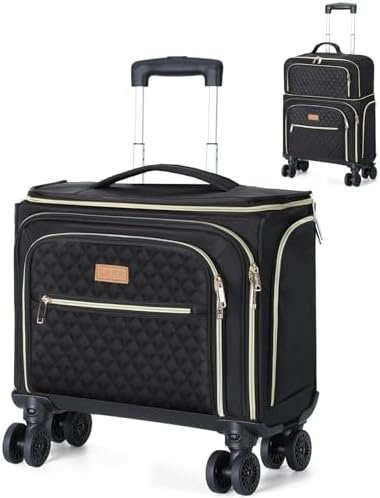 Softside Expandable Carry on Luggage with 4 Removable Spinner Wheels Black - Image 2