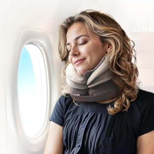 Travel Pillows for Airplanes, Inflatable Travel Neck Pillow for Long Flight, 3-L... - Image 2