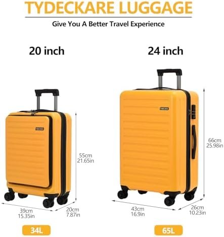 TydeCkare 2pcs 20/24" Luggage Set Lightweight HardShell, 20" Carry On 21.65 * 15... - Image 3