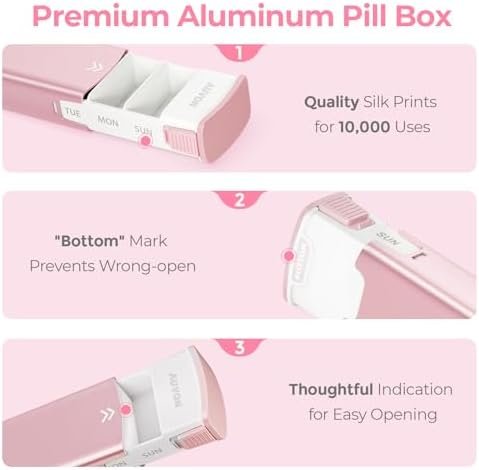 AUVON Aluminum Alloy Weekly Pill Organizer with Slide Design, Travel Pill Box 7 ... - Image 6