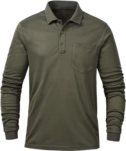 Tyhengta Men's Polo Shirt Long Sleeve Quick Dry Athletic Performance Shirts Piqu... - Image 2