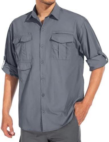 Men's Sun Protection Hiking Fishing Safari Shirt Long Sleeve Outdoor Cool Quick ... - Image 2