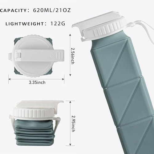 Collapsible Water Bottles, Food Grade BPA Free Silicone Foldable Travel Water Bo... - Image 8