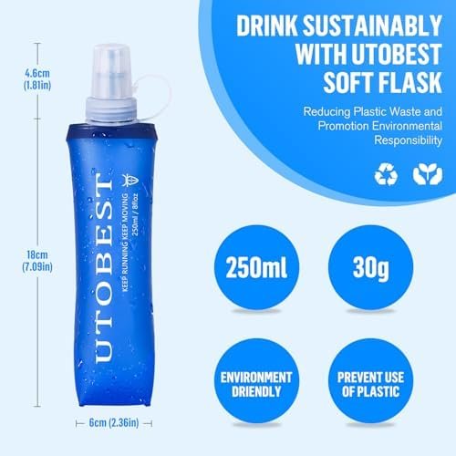 UTOBEST Soft Flask, 2 Pack Soft Flask Running Bottles 250 ml,TPU Foldable Runnin... - Image 4
