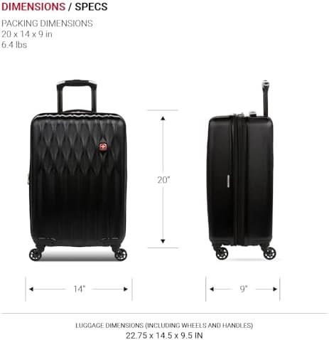 SwissGear 8018 Hardside Expandable Luggage with Spinner Wheels, Black, Carry-On ... - Image 6