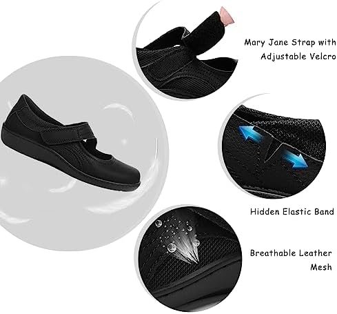 Women's Classic Comfort Mary Jane Flats Fashion Casual Dress Shoes Cute Closed T... - Image 5
