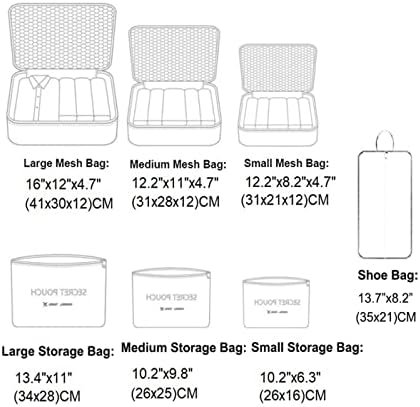 Laebevon 7 Set Packing Cubes with Shoe Bag - Travel Luggage Organizer, Beige - Image 4
