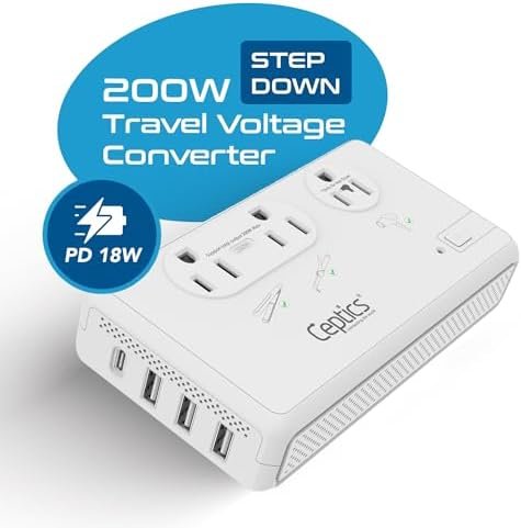 Ceptics 2000W Travel Voltage Converter for Hair Dryer & 200W Convert 220V to 110... - Image 3