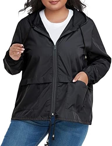 American Trends Women Plus Size Light RainCoat Jackets Packable Hooded Waterproo... - Image 3