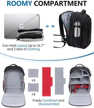 Large Capacity Camera Backpack for DSLR SLR, Camera Bags for Photographers Water... - Image 3
