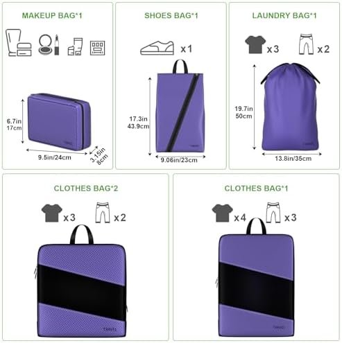 Compression Packing Cubes for Suitcases, UNTIFUL 6 Set Travel Organizer Cubes fo... - Image 7