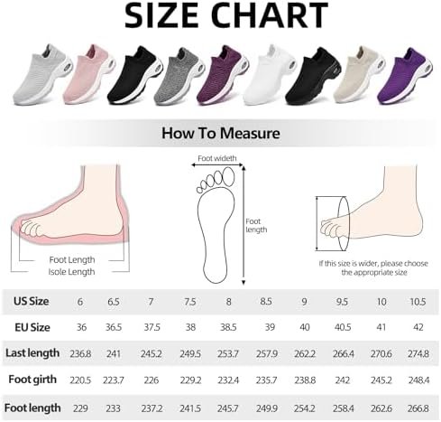 Walking Shoes Women Slip On Sock Sneakers Mesh Non Slip Shoes Air Cushion Platfo... - Image 7