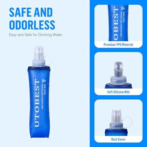 UTOBEST Soft Flask, 2 Pack Soft Flask Running Bottles 250 ml,TPU Foldable Runnin... - Image 5