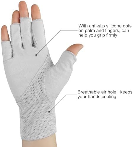 3 Pairs Sun UV Protection Gloves Non Slip Cotton Fingerless Driving Cycling Biki... - Image 3