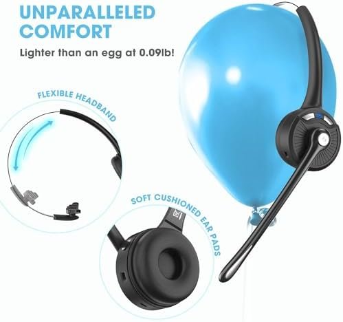 Bluetooth Headset with Microphone, Noise Canceling Wireless On Ear Headphones, B... - Image 6