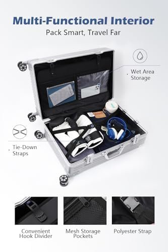 HotWay 24 Inch Checked in Luggage with Aluminum Frame,PC Hard Shell Suitcase wit... - Image 6