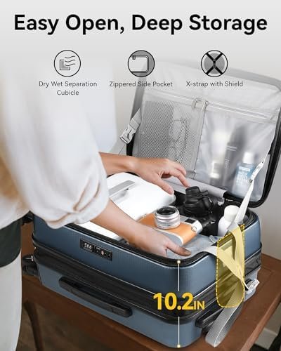 LUGGEX Carry On Luggage with Front Opening, Expandable Polycarbonate Hard Shell ... - Image 3