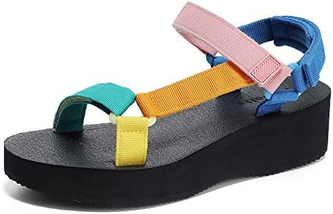 Women's Platform Sandals Casual Wedge Adjustable Velcro Arch Support Yoga Mat He... - Image 2