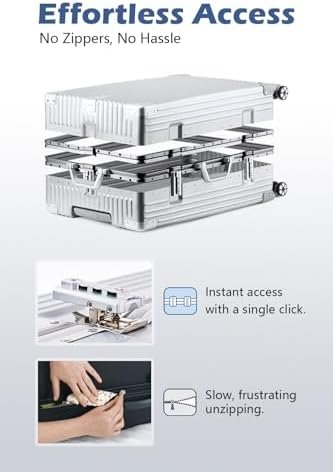 HotWay 24 Inch Checked in Luggage with Aluminum Frame,PC Hard Shell Suitcase wit... - Image 3