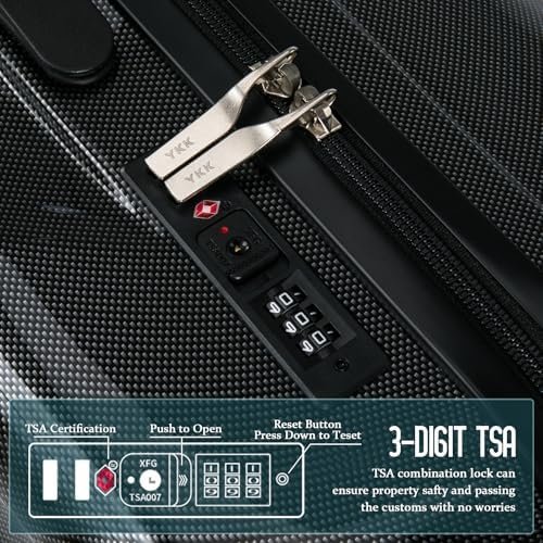 Carry On Luggage 22x14x9 Airline Approved,ABS+PC Hardside Luggage with Spinner W... - Image 4