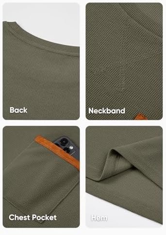 JMIERR Men's T-Shirt Waffle Textured Knit Drop-Shoulder Long Sleeve Tops Hipster... - Image 6