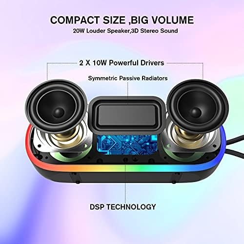 Bluetooth Speakers,IPX7 Waterproof Speaker with 20W Powerful Sound,Portable Wire... - Image 6