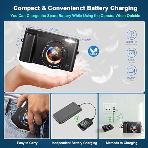 4K Digital Camera for Photography, 48MP Auto-Focus Vlogging Camera for YouTube, ... - Image 6