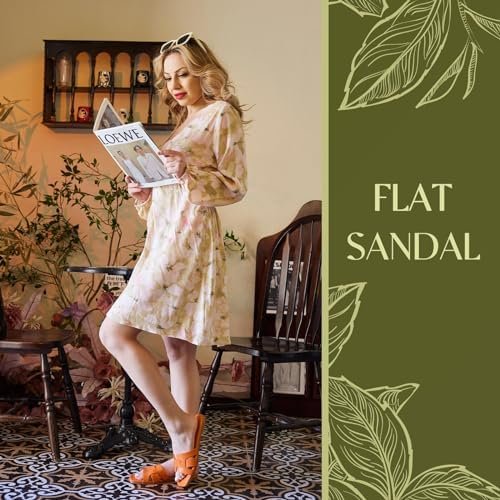 Putu Women's Flat Sandals Dressy Summer Sandals Strappy Slides with Square Open ... - Image 6