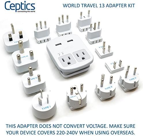 Ceptics International Plug Adapter Kit, World Safest Grounded 13 Adaptor Set Dua... - Image 3