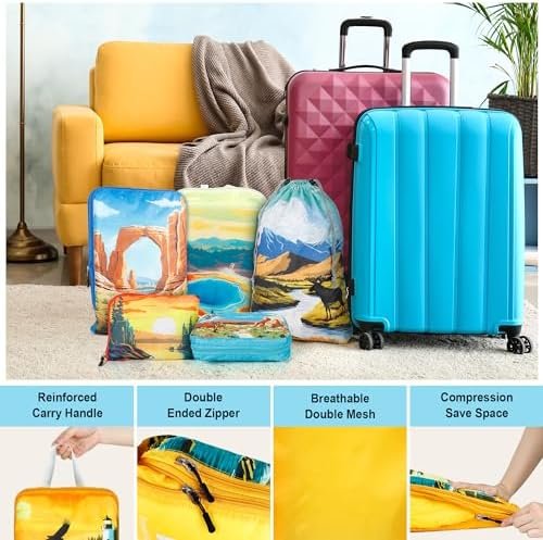 Compression Packing Cubes for Travel - Extra Large 8 Set Suitcases Organizers Ba... - Image 6