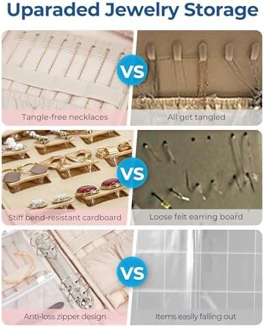 BAGSMART Jewelry Travel Case, Ring Binder Storage Book with Clear Pockets, Zippe... - Image 4