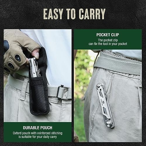 Mossy Oak 12-in-1 Multitool Pocket Knife with Pouch, Stainless Steel Multitool K... - Image 8