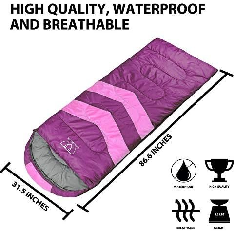 Gold Armour Sleeping Bags for Adults Kids Boys Girls Backpacking Hiking Camping,... - Image 3