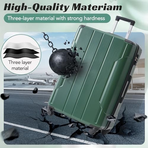 Merax Luggage Expandable Lightweight Spinner Suitcase with Corner Guards (Green1... - Image 6