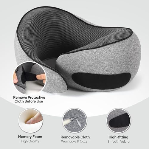 NOCRLG Travel Pillow, Travel Neck Pillow for Airplanes Car, 100% Pure Memory Foa... - Image 4