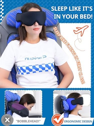 Travel Pillows for Airplanes, Airplane Pillow with Sleeping Eye Mask, Travel Nec... - Image 3