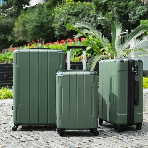Merax Luggage Expandable Lightweight Spinner Suitcase with Corner Guards (Green1... - Image 3