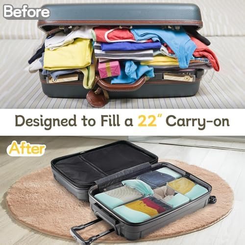 Compression Packing Cubes 8 Set, Dual Zipper Compression Packing Cubes for Trave... - Image 4