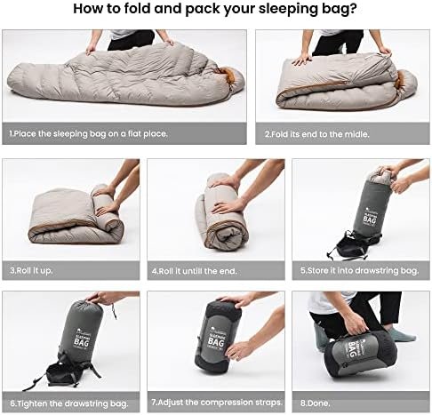 MOUNTAINTOP Down Fill Sleeping Bag for Adults Ultralight Backpacking Sleeping Ba... - Image 9